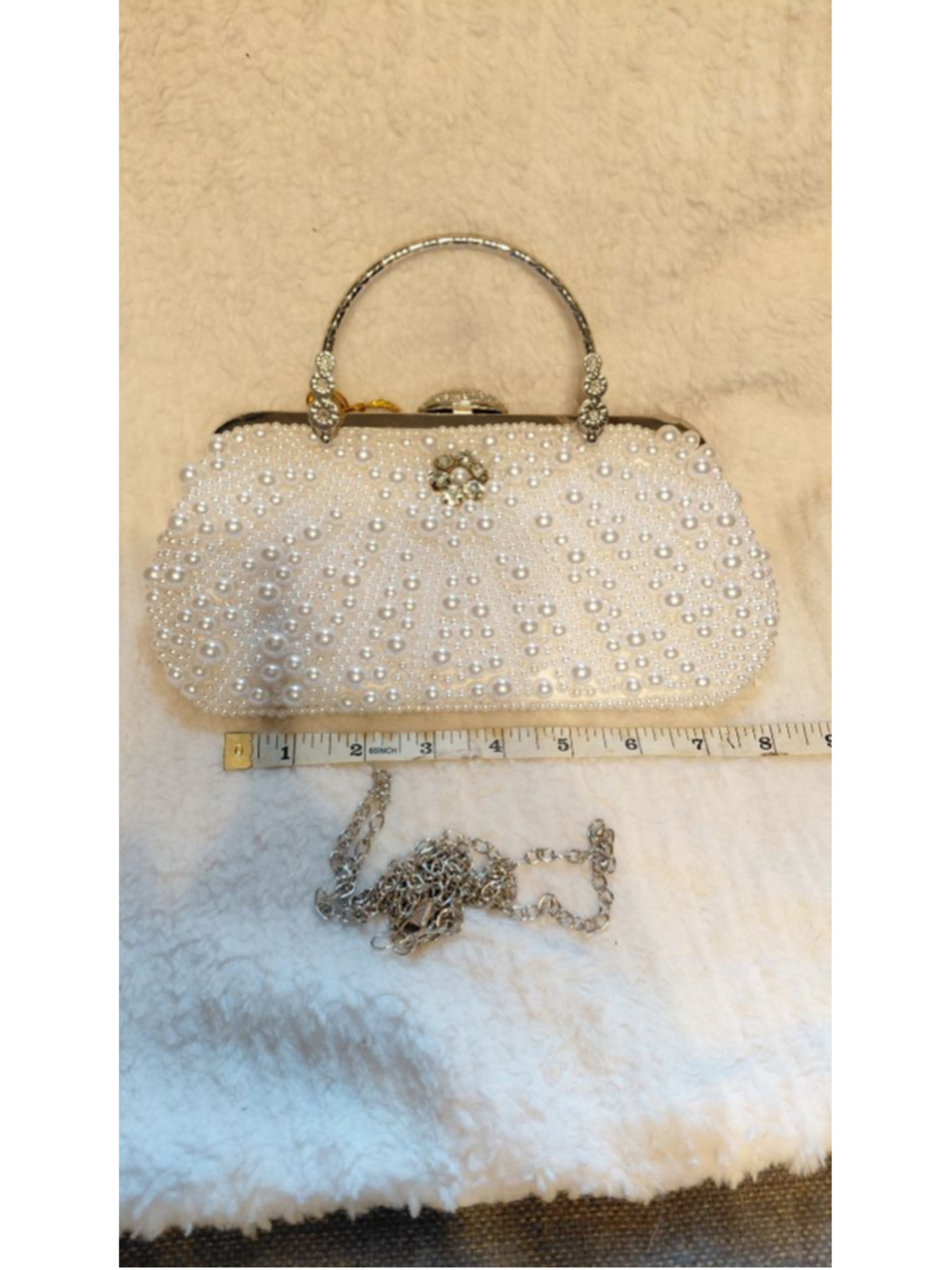 Women's Unbranded White Pearl Clutch One Size
